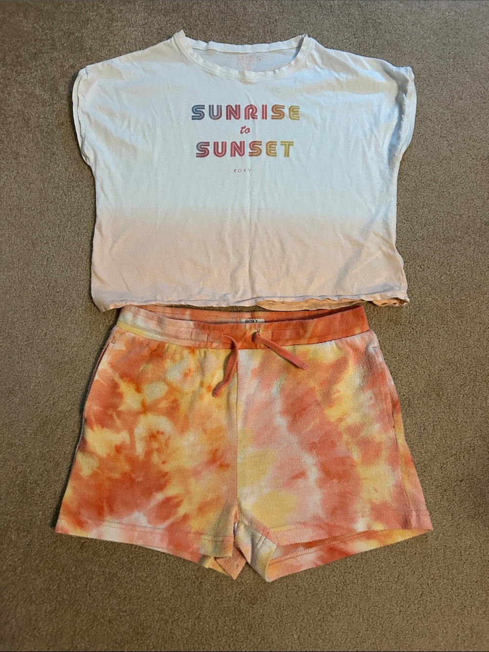 Girls Roxy two piece tie dye matching set